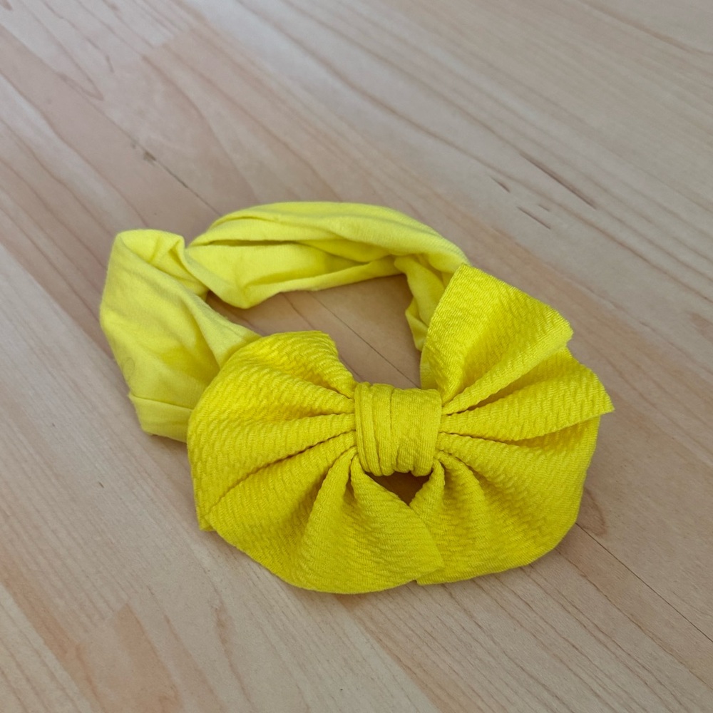 Bright Yellow Kids Headband with textured bow